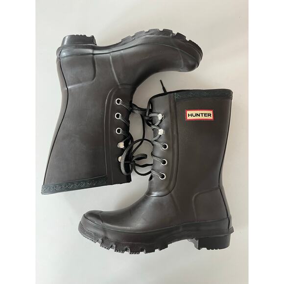Hunter Original Lace Up Rain Boots‎ Gray Women’s Size UK 5/US 7 - Picture 8 of 9
